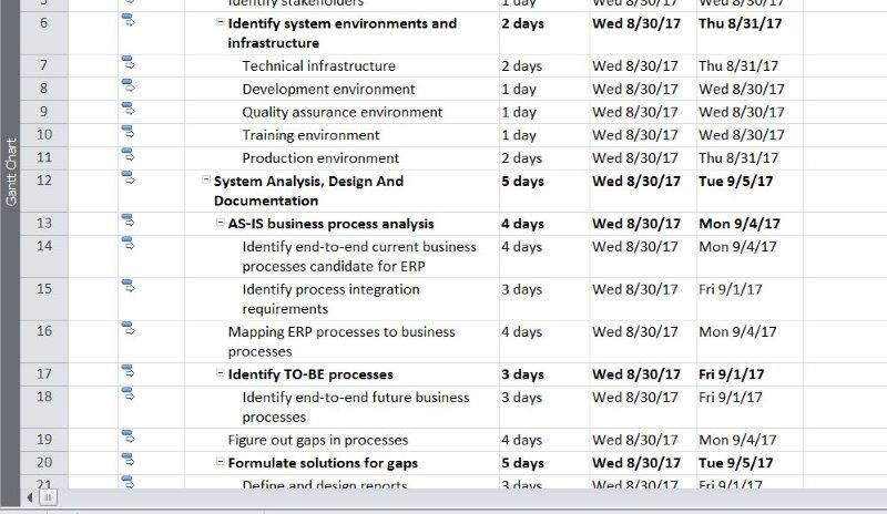 Software Upgrade Work Breakdown Structure